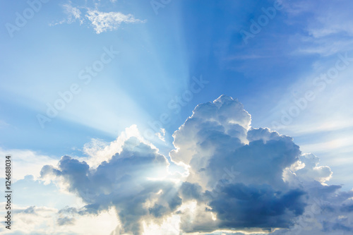 Big cloud with sunlight in bluesky.