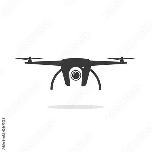 Drone icon vector isolated on white background, black and white drone shape, copter silhouette, monochrome flat pictogram