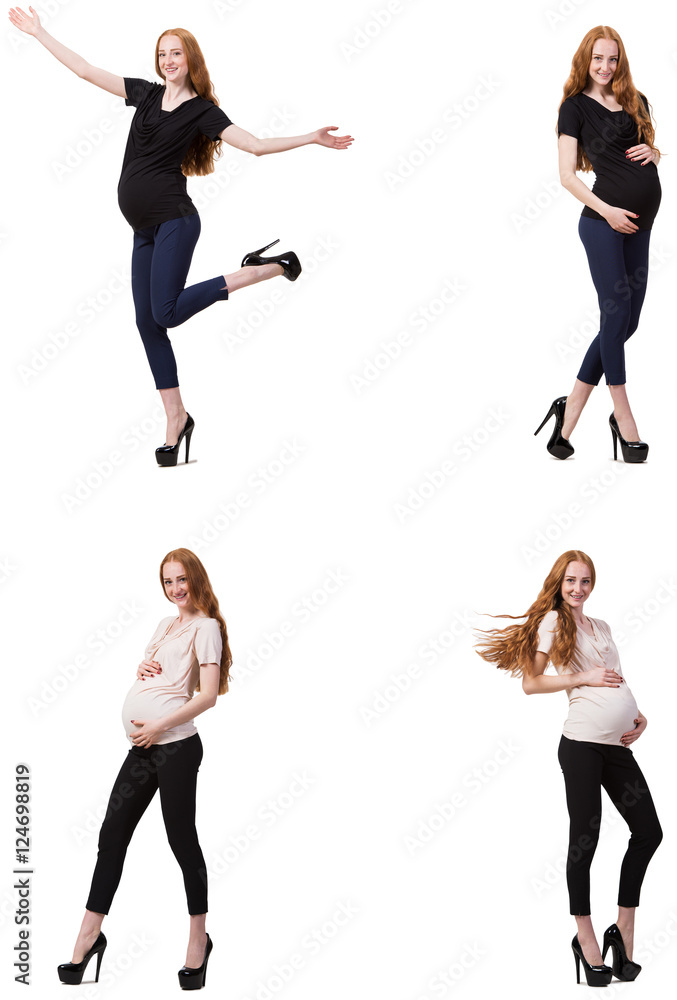 Pregnant woman in composite image isolated on white Pregnant woman in composite image isolated on white