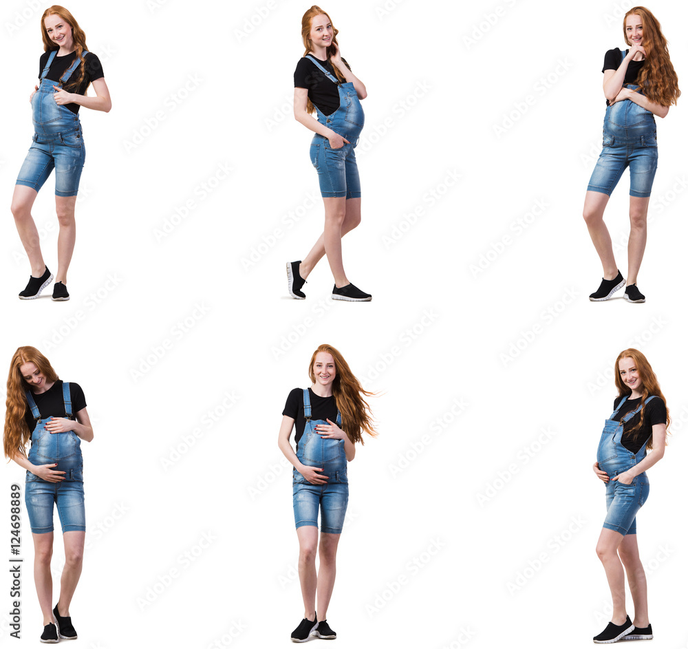 Fototapeta premium Pregnant woman in composite image isolated on white