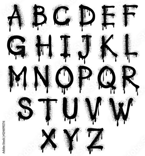 Graffiti splash vector alphabet, font, grunge text