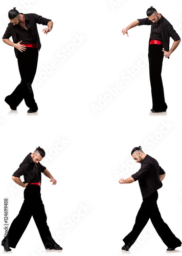 Spanish dancer in various poses on white