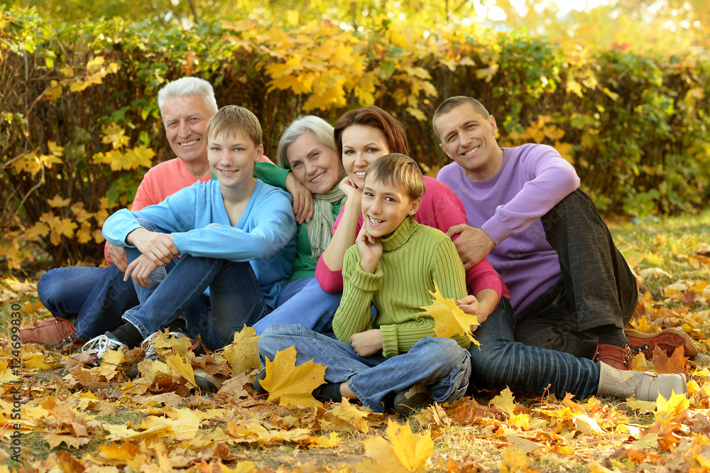 Family relaxing in autumn park Family relaxing in autumn park