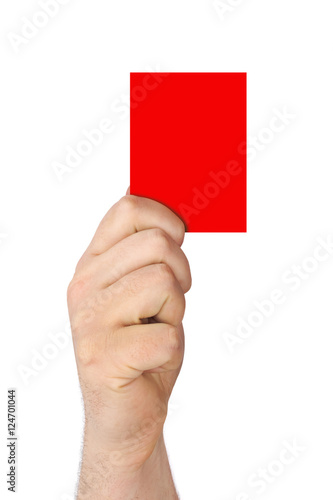 Hand holding a red card
