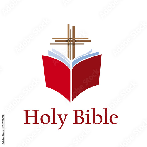 Vector sign holy bible with cross