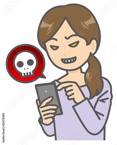 スマートフォンを操作する女性