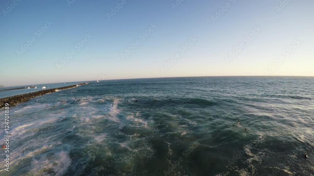 Aerial 'The Wedge' at Newport Beach, bird's eye view. Aerial 'The Wedge' at Newport Beach, bird's eye view.