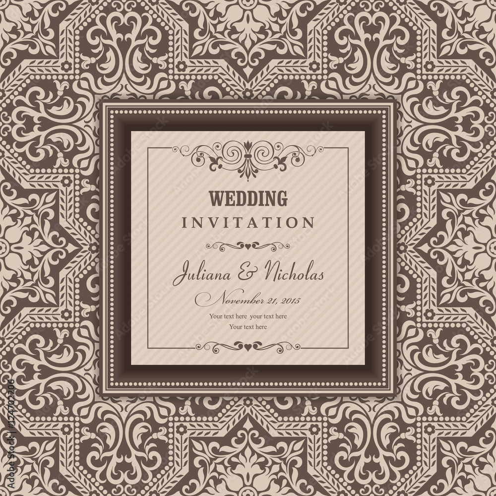 Wedding Invitation cards in an vintage-style brown.