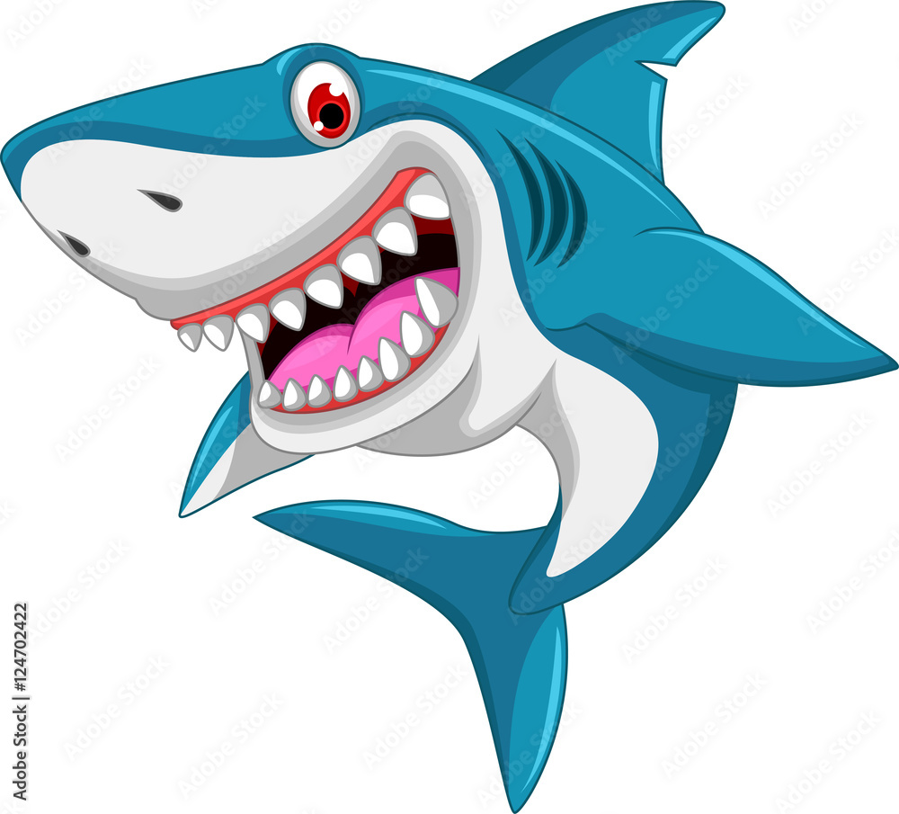 Fototapeta premium zły kreskówka rekin skoki