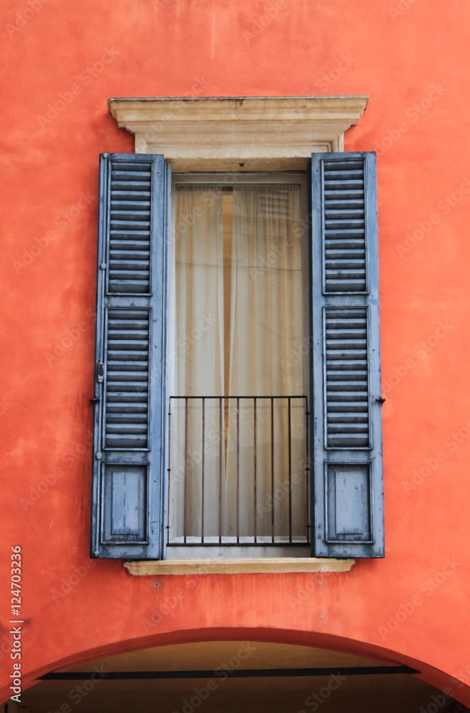 Colourful ancient squared window