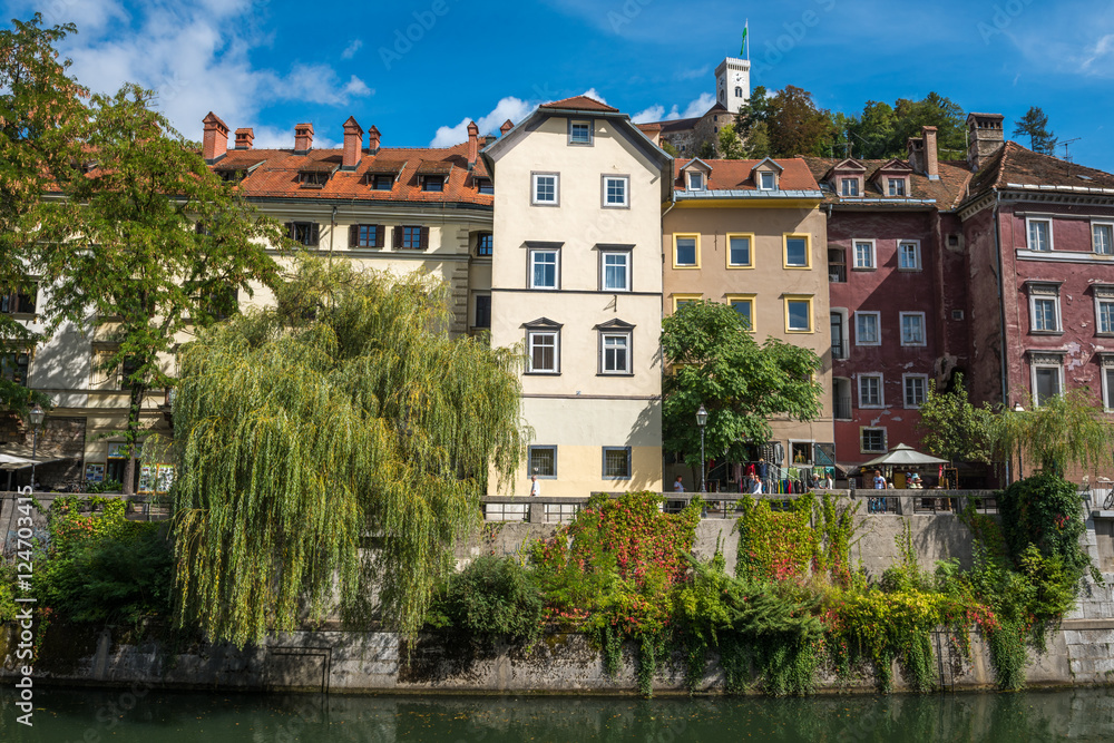 Ljubljana city view with Ljublianica river, Slovenia Ljubljana city view with Ljublianica river, Slovenia