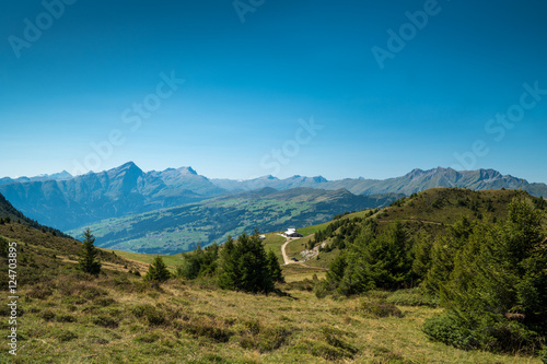 A Swiss landscape showing the mountains (alps) photo