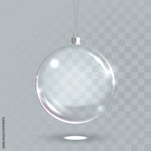 Transparent christmas glass ball 3D vector isolated