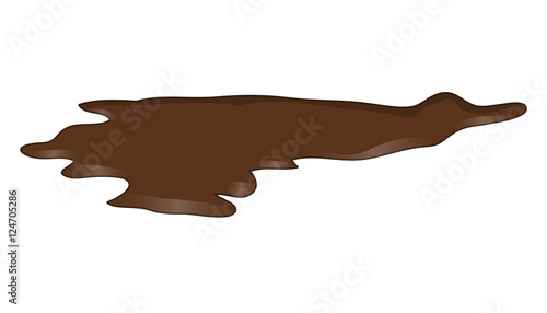 Puddle of chocolate, mud spill clipart. Brown stain, plash, drop