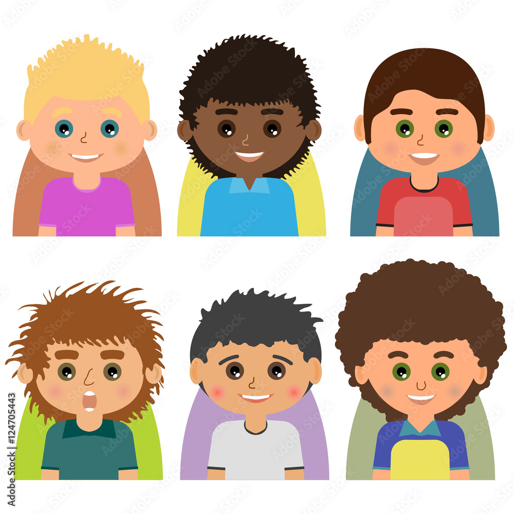 Vector Male man character faces avatars. Set of people icons with faces. Cartoon style faces avatars of man. Isolated vector characters.
Vector Male man character faces avatars. Set of people icons with faces. Cartoon style faces avatars of man. Isolated vector characters.
