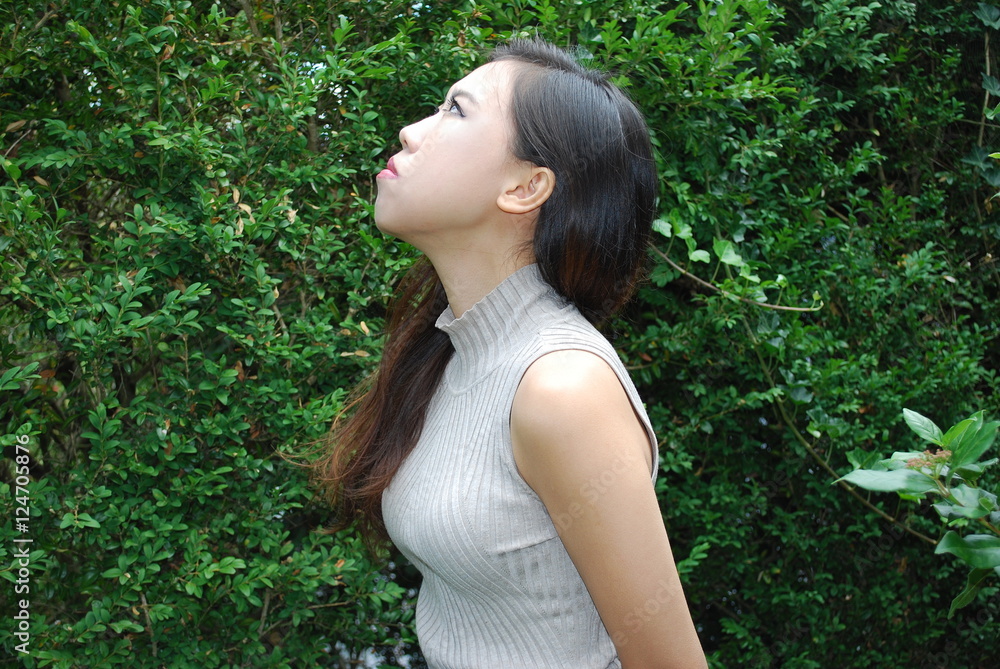 Asian female beauty expressions outside. Asian female beauty expressions outside.