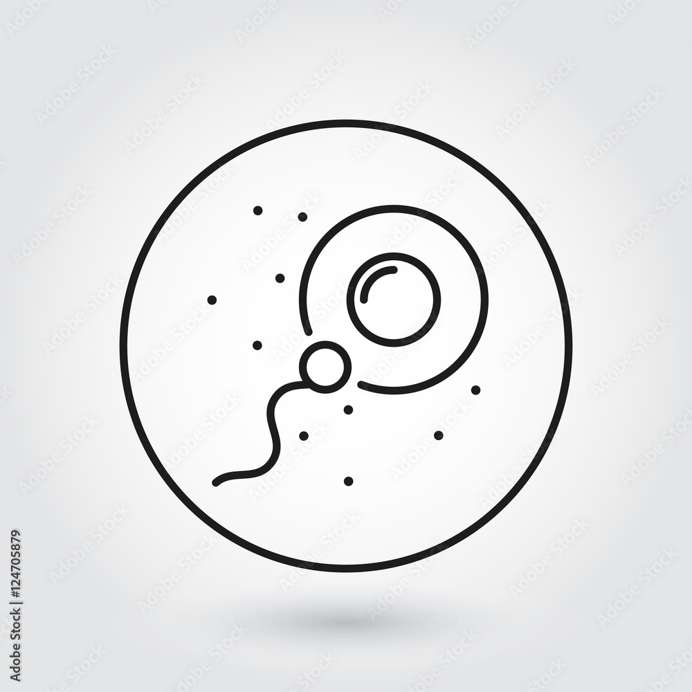 Sperm icon in outline style fertilizing egg cell Sperm icon in outline style fertilizing egg cell