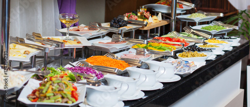 Tablou pe pânză Buffet - a series of restaurant food photo images