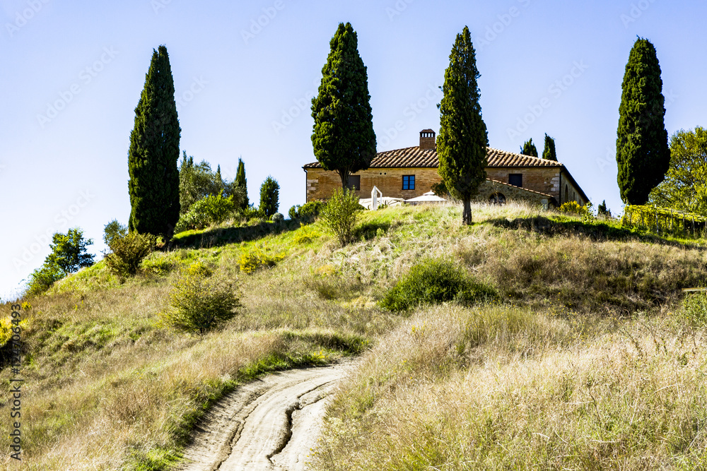 Wonderful landscape with country house in Tuscany