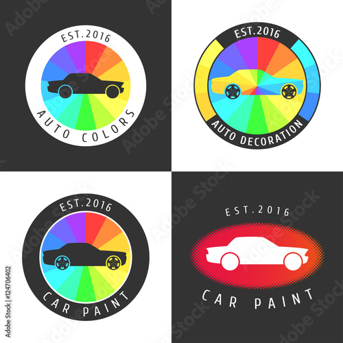 Set, collection of car paint, car parts vector icon, symbol, sign, logo