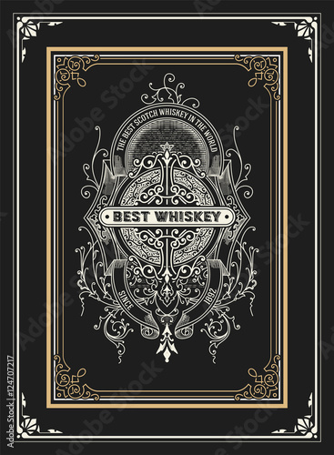 Whiskey label with old frames