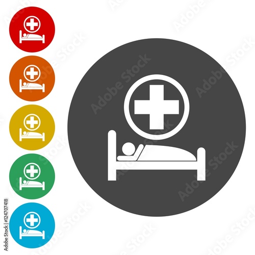 Hospital Bed vector icon. Flat rounded symbol 