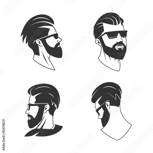 Man with beard hipster barbershop vector emblem
