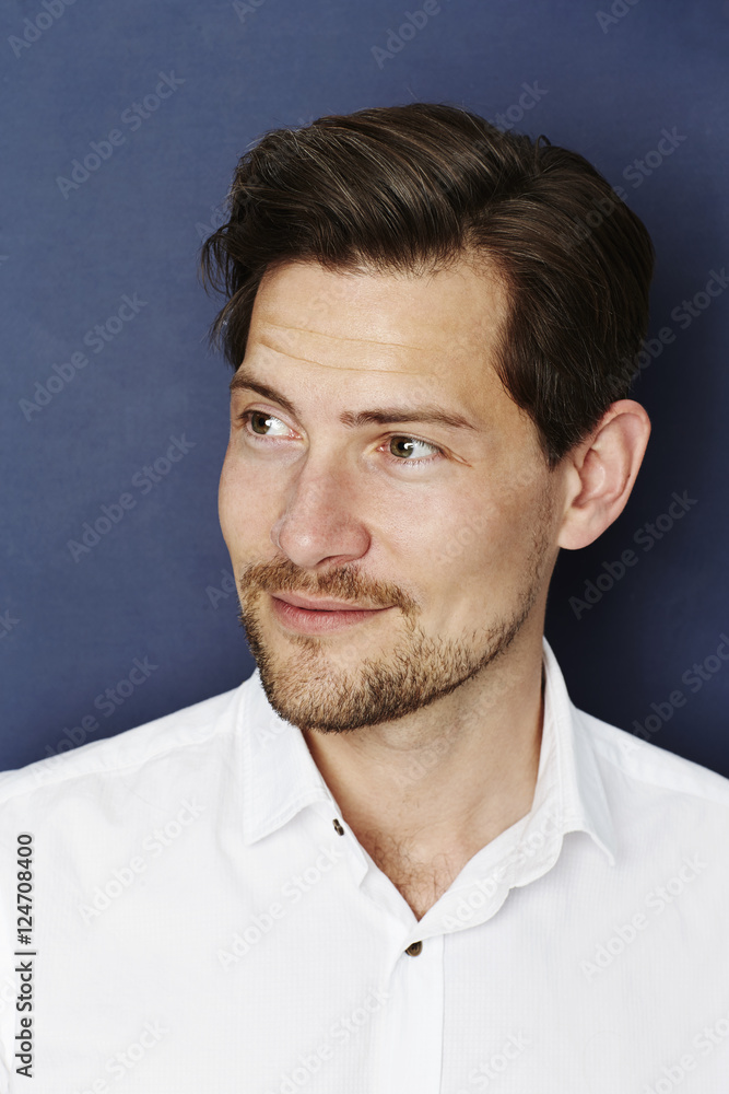 Fototapeta premium Goatee guy in studio, looking away
