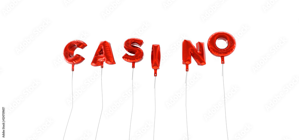 CASINO - word made from red foil balloons - 3D rendered. Can be used for an online banner ad or a print postcard. CASINO - word made from red foil balloons - 3D rendered. Can be used for an online banner ad or a print postcard.