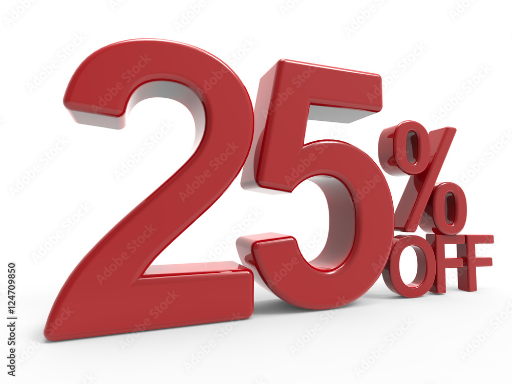 3d rendering of a 25% off symbol 3d rendering of a 25% off symbol
