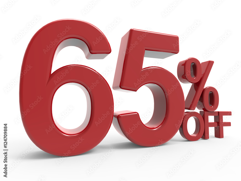 3d rendering of a 65% off symbol 3d rendering of a 65% off symbol