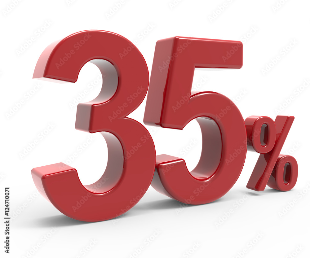 3d rendering of a 35% symbol 3d rendering of a 35% symbol