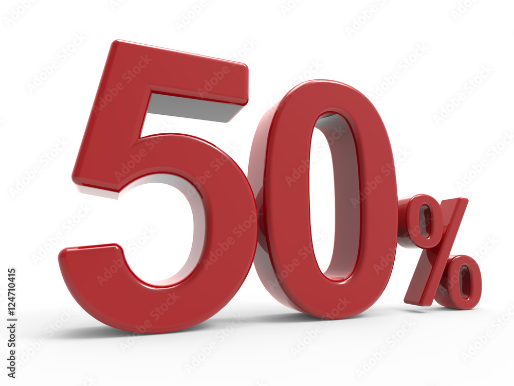 3d rendering of a 50% symbol 3d rendering of a 50% symbol