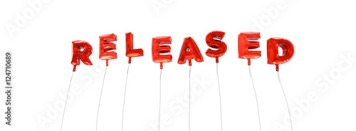 Fotografija RELEASED - word made from red foil balloons - 3D rendered