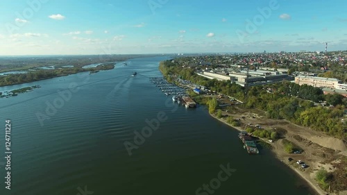 Wallpaper Mural Flying over Samara river. Samara river flows into the Volga river.  4K Aerial stock footage clip.
 Torontodigital.ca