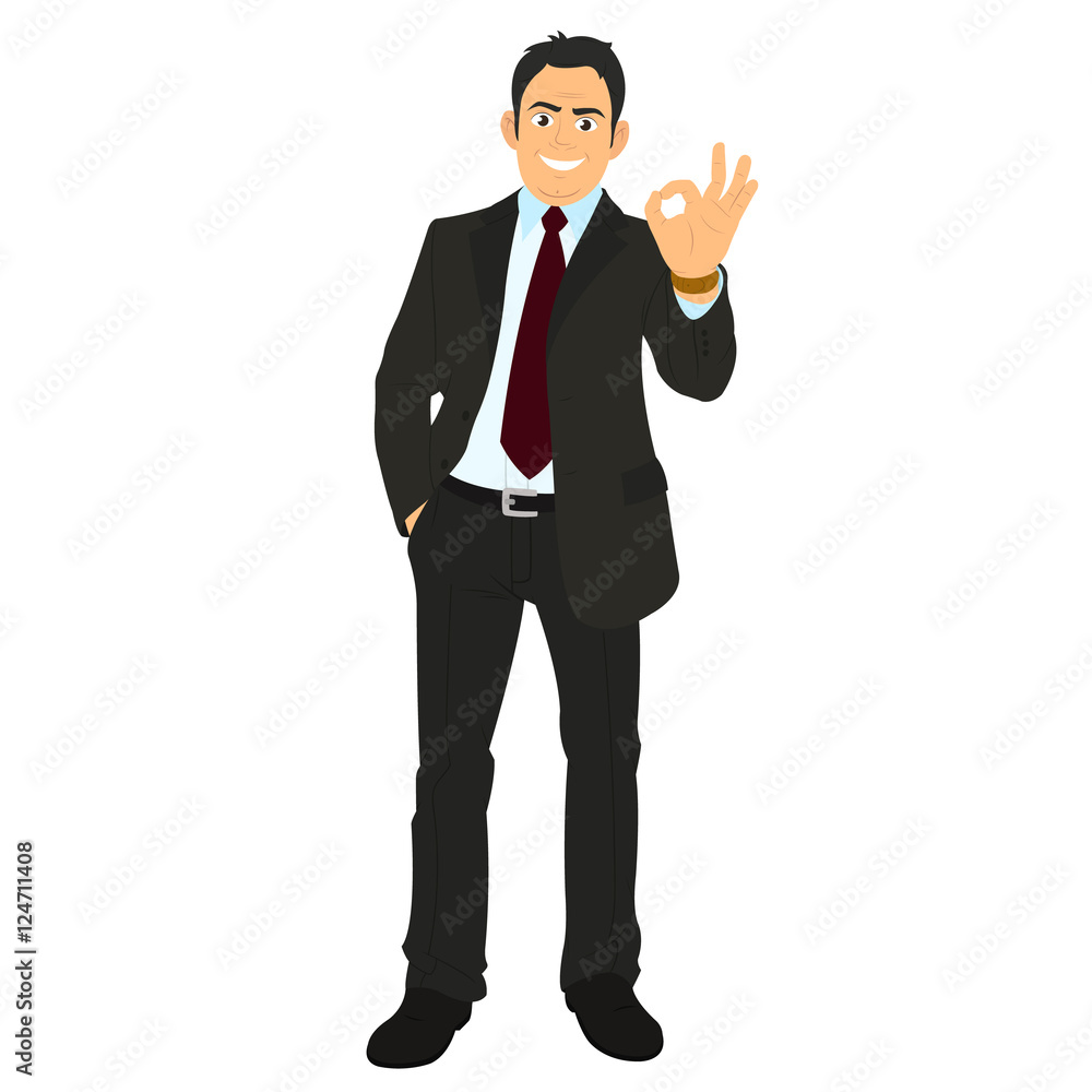Smiling businessman showing a sign that everything is OK. Smiling businessman showing a sign that everything is OK.