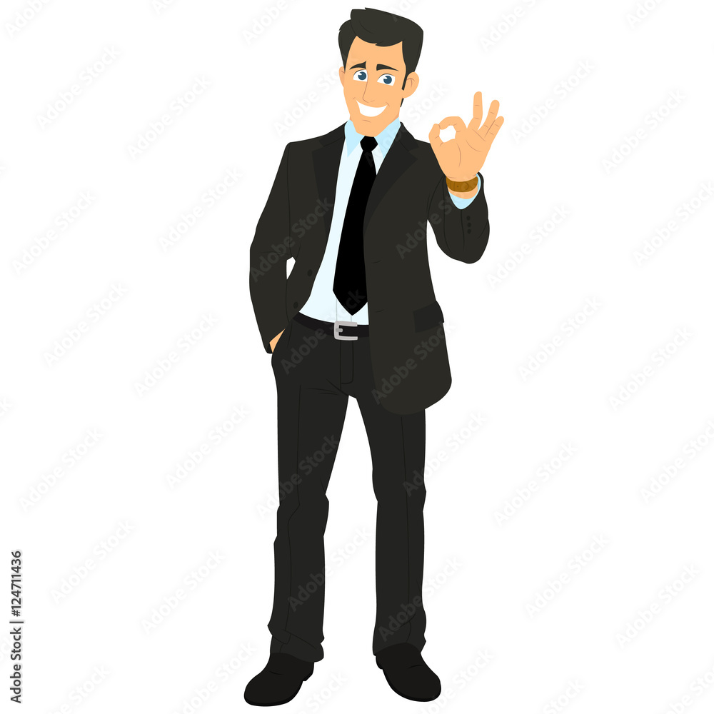 Smiling businessman showing a sign that everything is OK. Smiling businessman showing a sign that everything is OK.