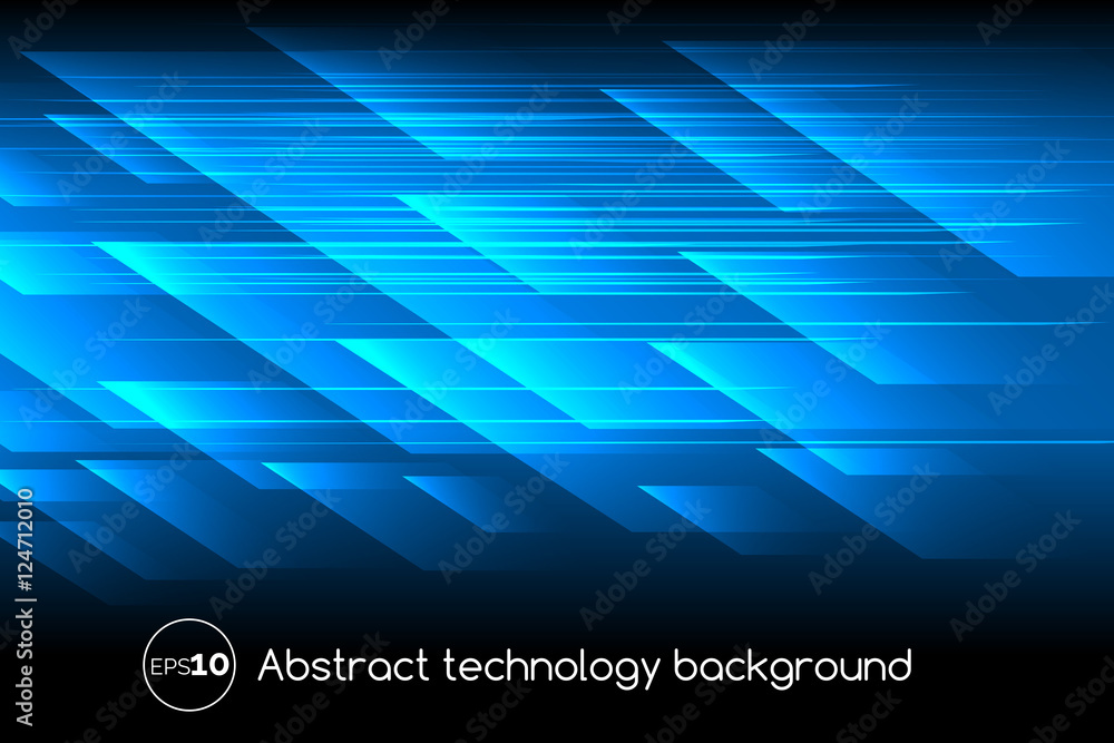 Fototapeta premium Abstract vector technology background. Tech motion lines parallel blue concept