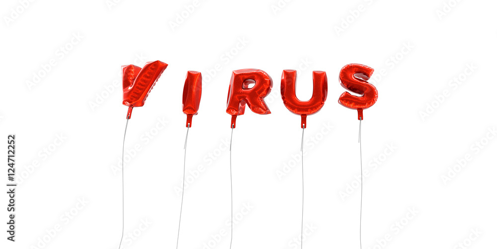VIRUS - word made from red foil balloons - 3D rendered. Can be used for an online banner ad or a print postcard. VIRUS - word made from red foil balloons - 3D rendered. Can be used for an online banner ad or a print postcard.