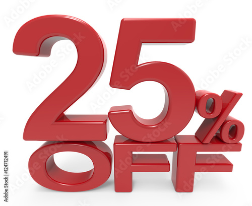 3d rendering of a 25% off symbol