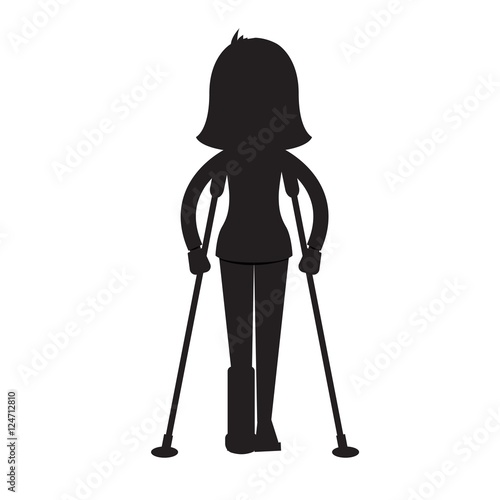 Woman On Crutches silhouette
