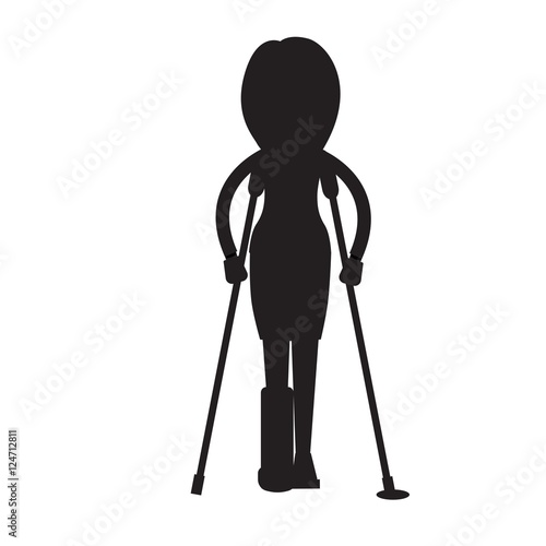 Woman On Crutches silhouette