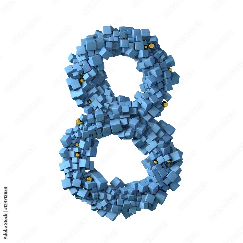 blue numbers from cubes, 8, eight blue numbers from cubes, 8, eight