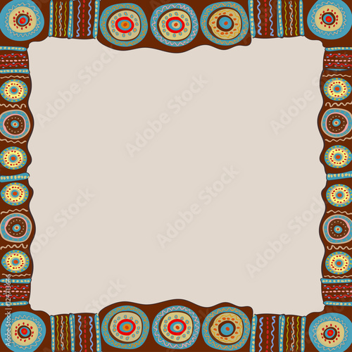 Ethnic hand painted square frame. 