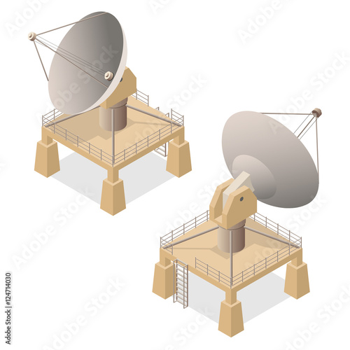 Satellite Dish Isometric View. Vector