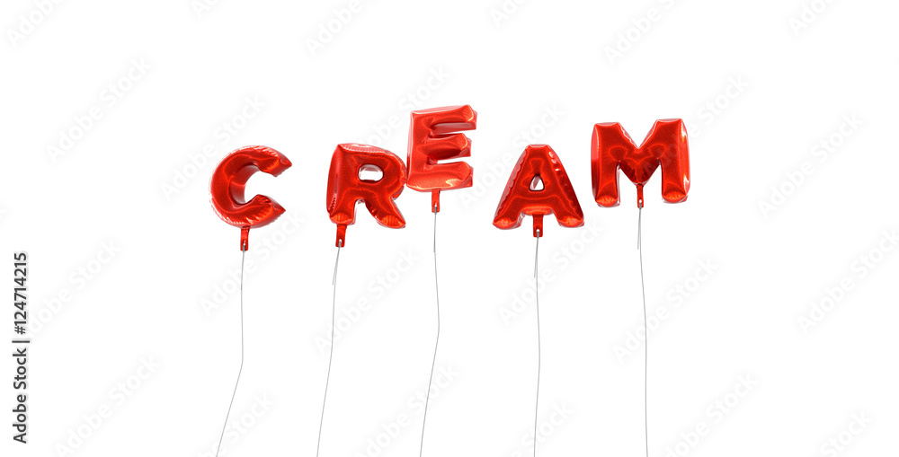 CREAM - word made from red foil balloons - 3D rendered. Can be used for an online banner ad or a print postcard. CREAM - word made from red foil balloons - 3D rendered. Can be used for an online banner ad or a print postcard.