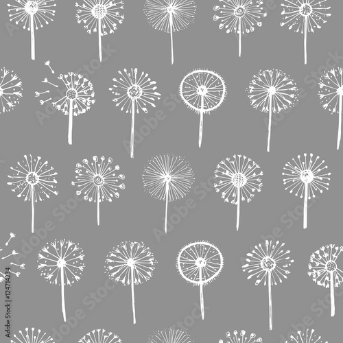 Set of abstract graphic doodle dandelions. Decorative Elements for design, dandelions 