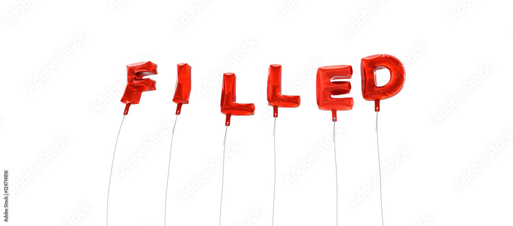 SUPREME - word made from red foil balloons - 3D rendered. Can be used for  an online banner ad or a print postcard. Stock Illustration