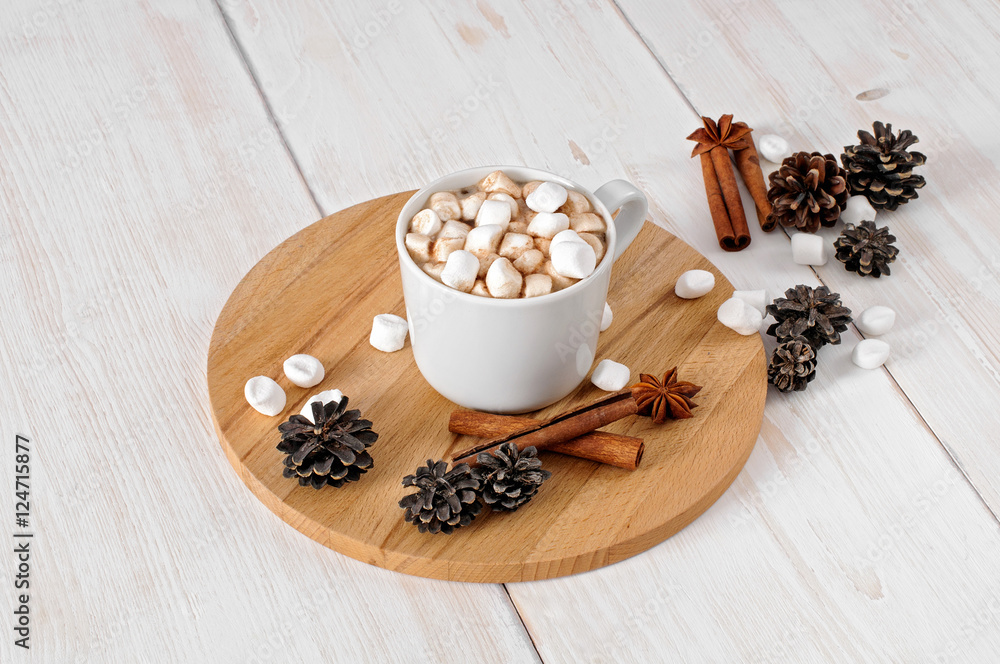 Cup of hot cocoa with marchmallows