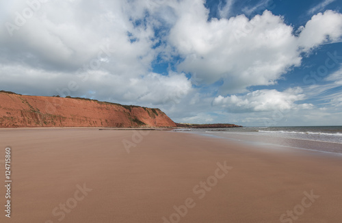 sandy beach with red sand in Exmouth  Devon  UK